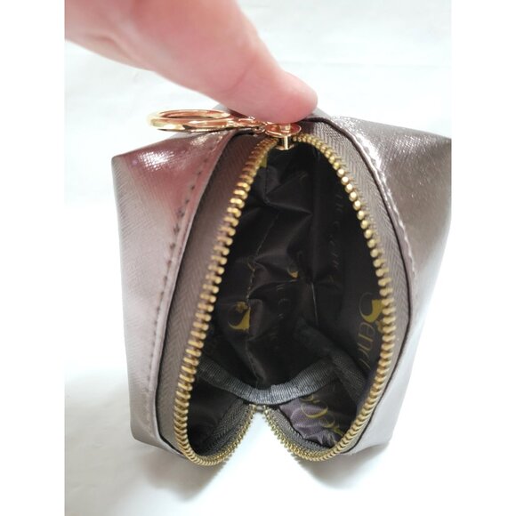 SeneGence Metallic Gun Metal Cosmetic Makeup Bag With Gold Zipper - Picture 7 of 7